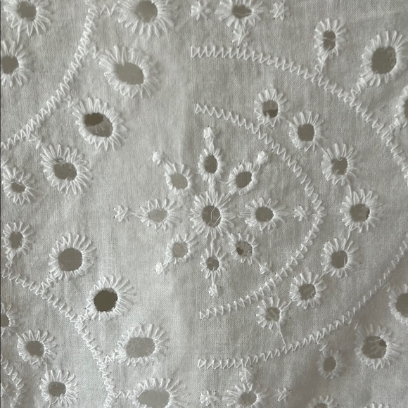 HEART & MOON 100% COTTON Eyelet White Polo Collar Tie-Front Crop Top S COTTAGE - Picture 4 of 6